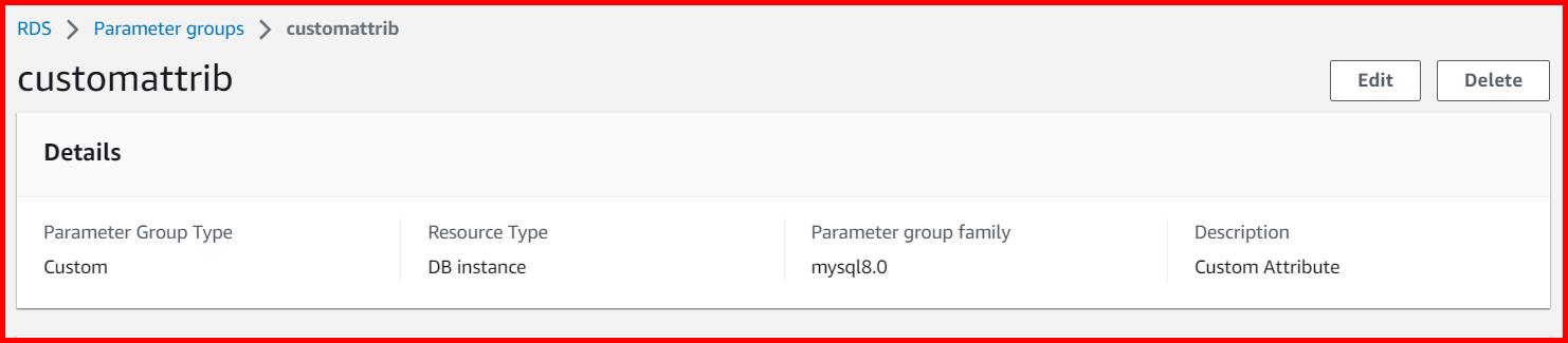 Picture showing the detail screen of the parameter group